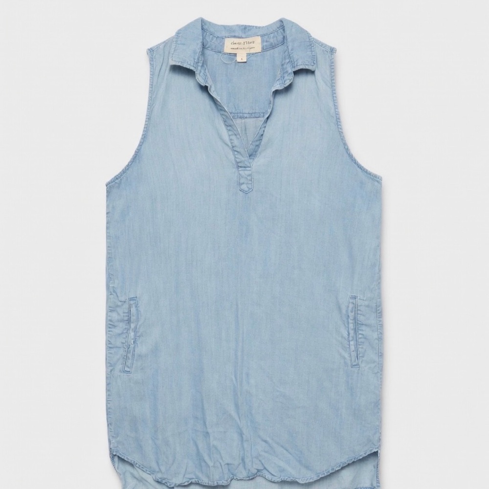 cloth & stone Light Blue Sleeveless Chambray Tunic